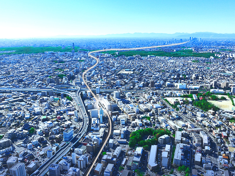名古屋市名東区周辺の市街地を望む風景